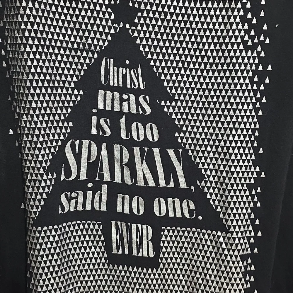 Wishing You A Very Magical Season Womens Christmas T-Shirt Black/Silver Sz PL - Picture 3 of 8